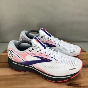 Brooks Ghost 14 Women Running Shoes White Pink Purple Size 11 B Medium Cushioned